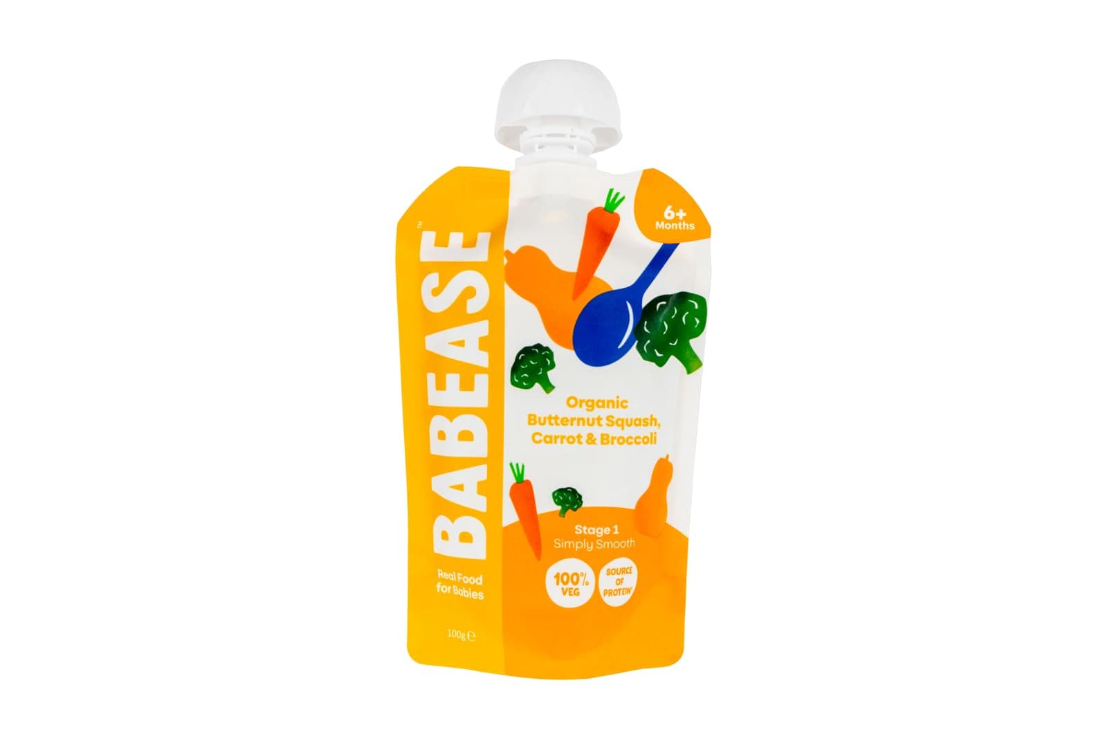 Babease Organic Butternut Squash, Carrot & Broccoli - Stage One Baby Food, 100G