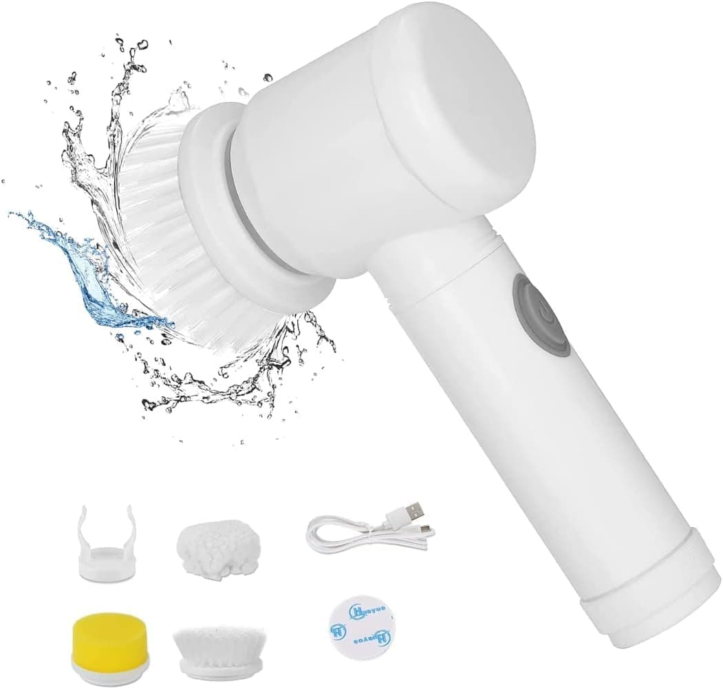 FARROBIZZElectric Cleaning Brush with 3 Brush Heads, Electric Spin Scrubber, Bathroom Rechargeable Scrub Brush