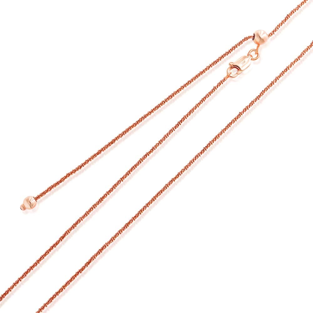 Sterling Silver 2mm Sparkle Rock Chain Adjustable Necklace for Women, Size 22" Italy