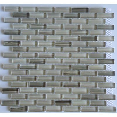 Rosewood 2" x 5/8" Glossy Slate and Glass Handpainted Mosaic in Chestnut