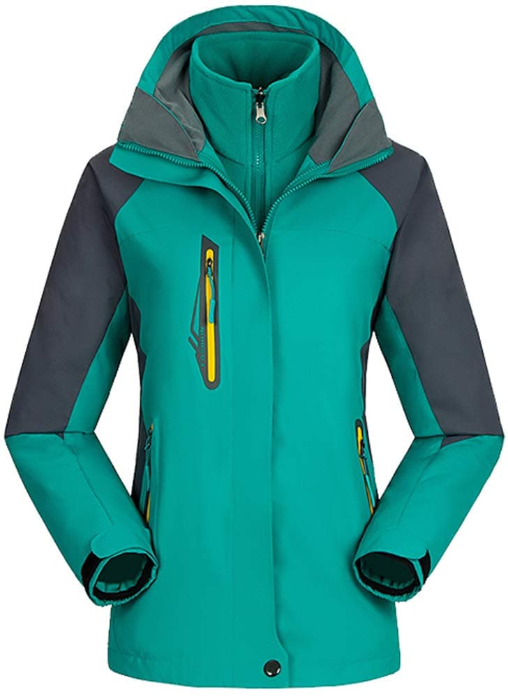 Amxiway Women's Mountain Waterproof Windproof Fleece 3 in 1 Jacket Ski Hooded Rain Coat