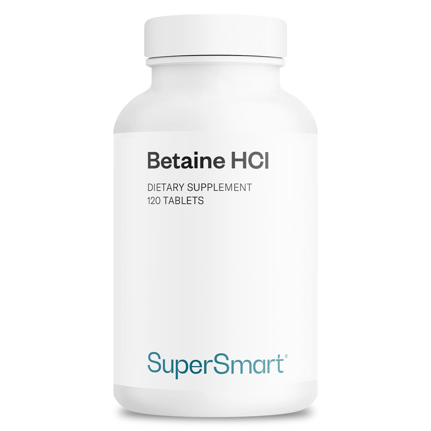 Supersmart - Betaine HCI 2600 mg Per Day - Hydrochloric Acid Formula for Healthy Digestion - Natural Source of Gastric Acidity | Non-GMO & Gluten Free - 120 Tablets