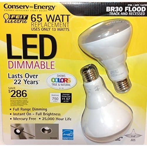 65 Watt LED BR30 Flood Track and Recessed Pack of (2) Feit Electric
