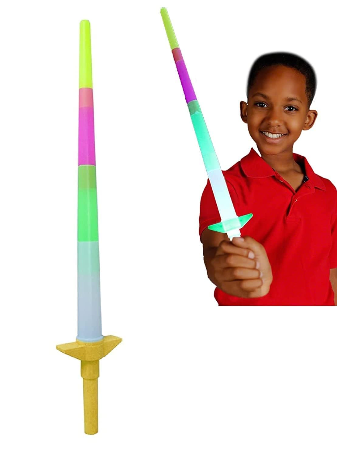 Kids LED Light Glowing Sword in Dark for Kids Girls and Boys, Expandable Talwar Sword Toy, Pack of 1 Multicolour