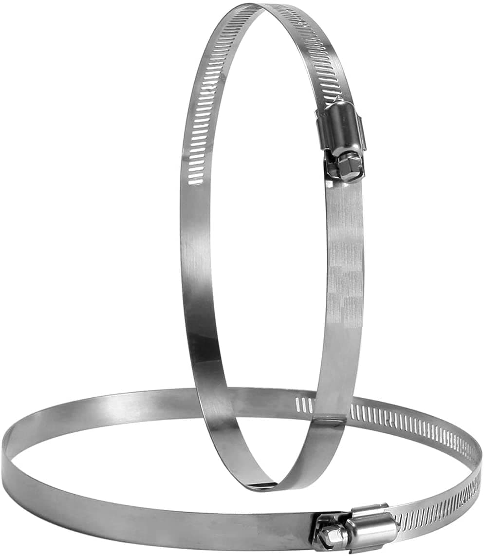 Fengda 100mm (4") Dia 2pcs Stainless Steel (304) Hose Clips Jubilee Duct Clamps (91mm ~ 114mm) Adjustable Worm Drive Hose Clamp For HVAC Ducting Pipes, Flexible Hoses, In-line Fans, Exhaust Fan