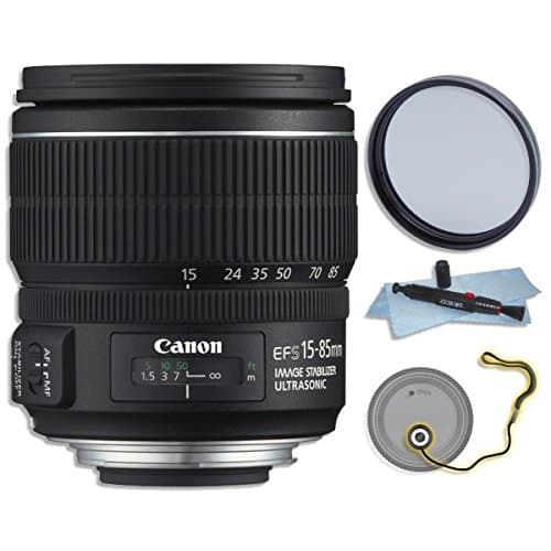 Lens Bundle: Canon 15-85mm f/3.5-5.6 IS USM EF-S Lens (white box) with a 72mm UV Digital Multi Coated Filter, Lens Pen Cleaning System & Lens Cap Holder