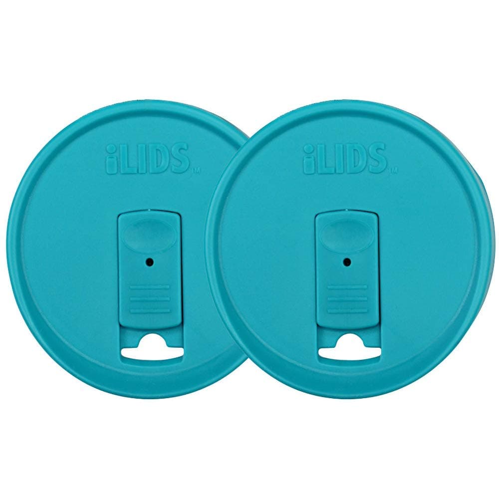 iLIDS Mason Jar Drink Lid, Wide Mouth, USA Made, Aqua Blue, Pack of 2