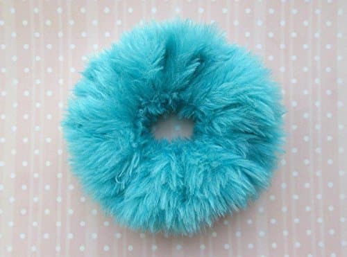 Fluffy Hair Tie Fuzzy Teal Turquoise Scrunchie Large Ponytail Holder Faux Fur Hair Band