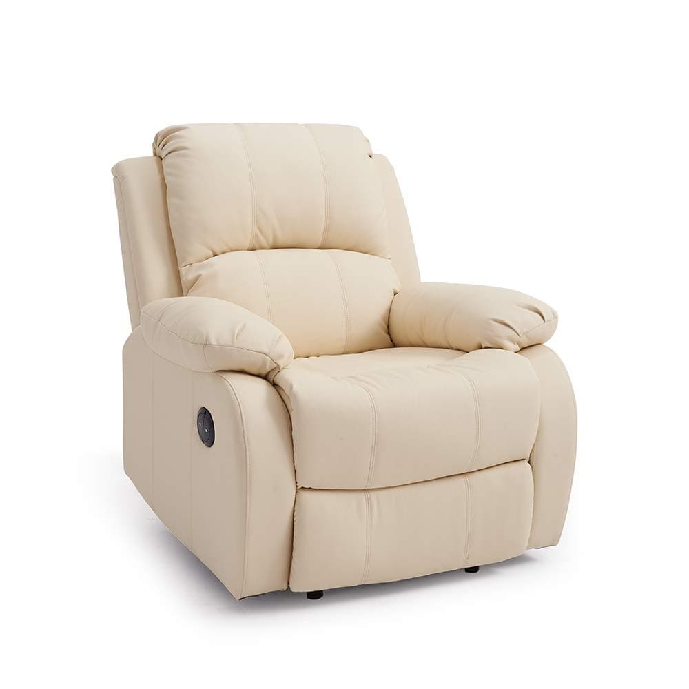 Storeinuk Faux Leather Electric Recliner Armchair Sofa Home Lounge Gaming Cinema Chair in Cream