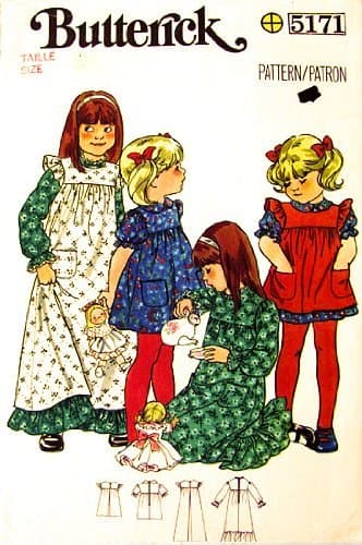 Butterick 5171 Girls’ Dress and Pinafore Vintage Sewing Pattern
