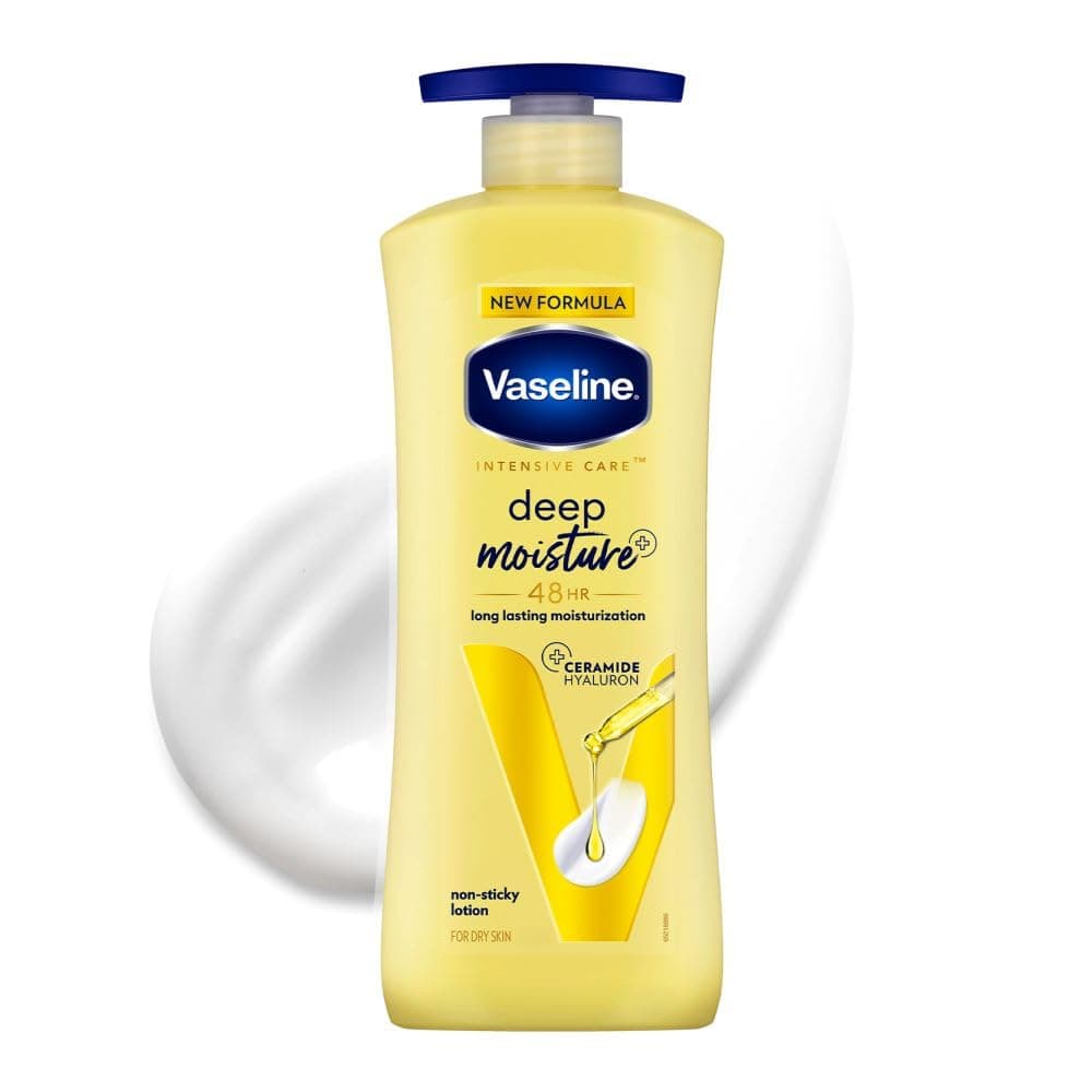 Vaseline Intensive Care Deep Moisture Nourishing Body Lotion 400 ml, Daily Moisturizer for Dry Skin, Gives Non-Greasy, Glowing Skin - For Men & Women