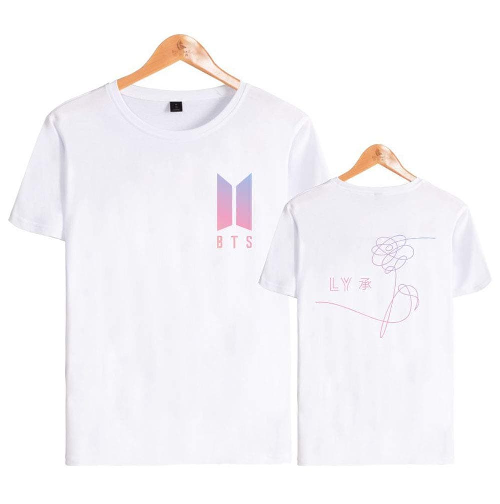 FridayLead Unisex Kpop Bangtan Love Yourself 承 'Her' T-Shirt Pink Print Short Sleeve Tee Tops