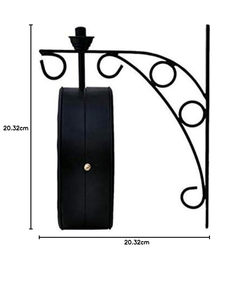 Vintage Product Antique Double Sided Railway Station/Platform Analogue Iron Metal Wall Clock (Black, 8 X 8 Inch)