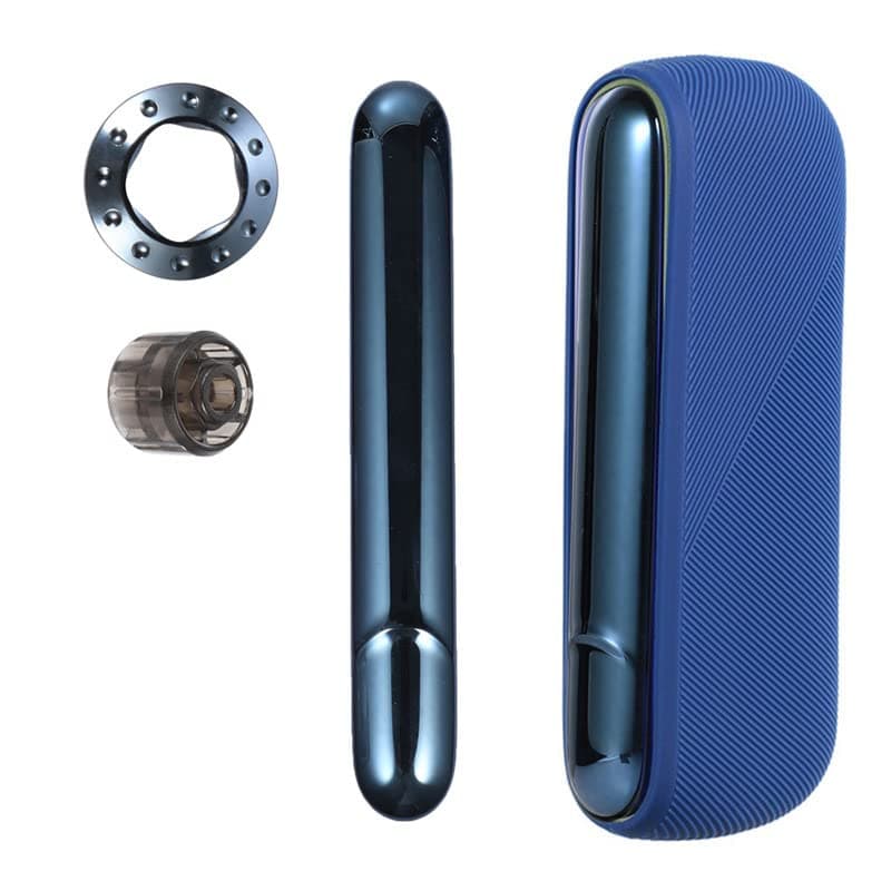 For IQOS Iluma Protective Sleeve + Side Cover +Color Replacement Caps for Iluma Colorful Ring Decoration Side Cover replacement (blue (with navy blue cap))