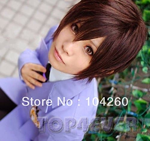 Smile Ouran High School Host Club Haruhi Fujioka Short Brown Cosplay Anime Wig