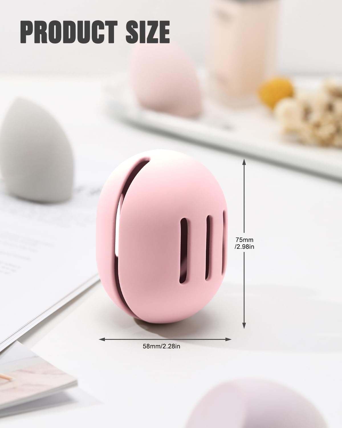 FERYES Silicone Makeup Sponge Holder Unbreakable and Eco-Friendly for Travel Pink