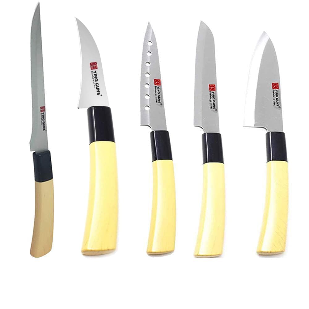 GUNS Multi-Purpose Kitchen Knife Set (Pack of 5) Knife, for Cutting Fruits, Vegetable, Meat, Fish & More (Stainless Steel)