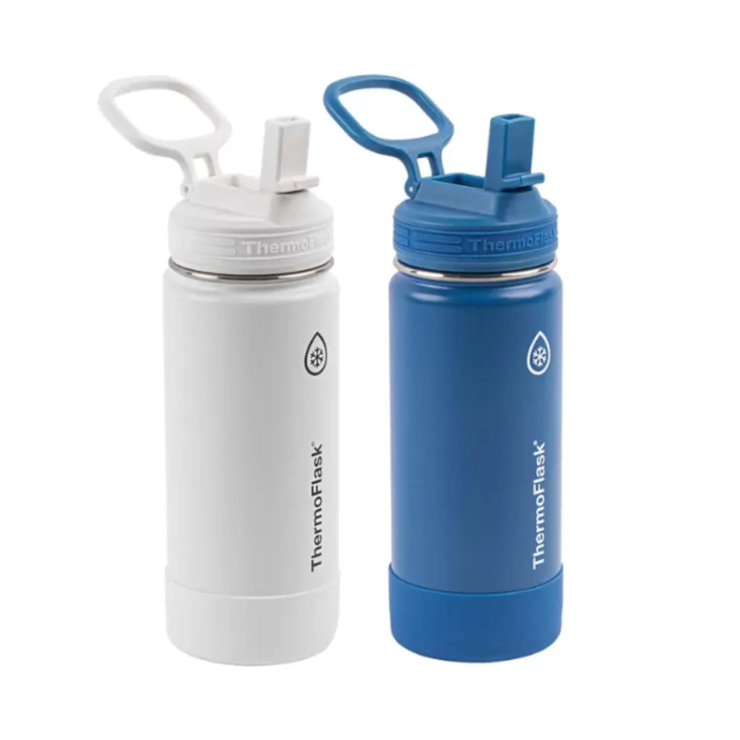 Thermoflask Set Of 2 16oz Stainless Steel Bottles (White / Blue)