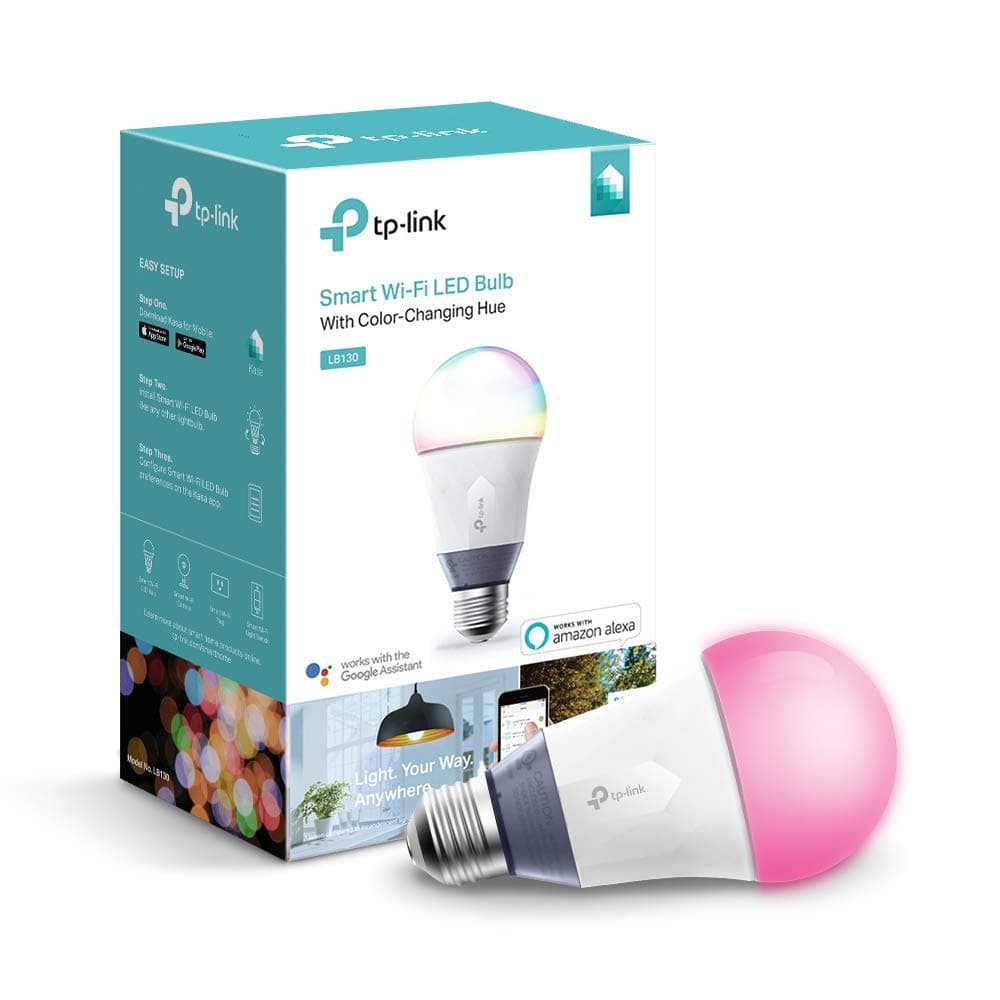 Kasa Smart Wi-Fi LED Light Bulb by TP-Link - Multicolor, Dimmable, A19, No Hub Required, Works with Alexa and Google Assistant (LB130)