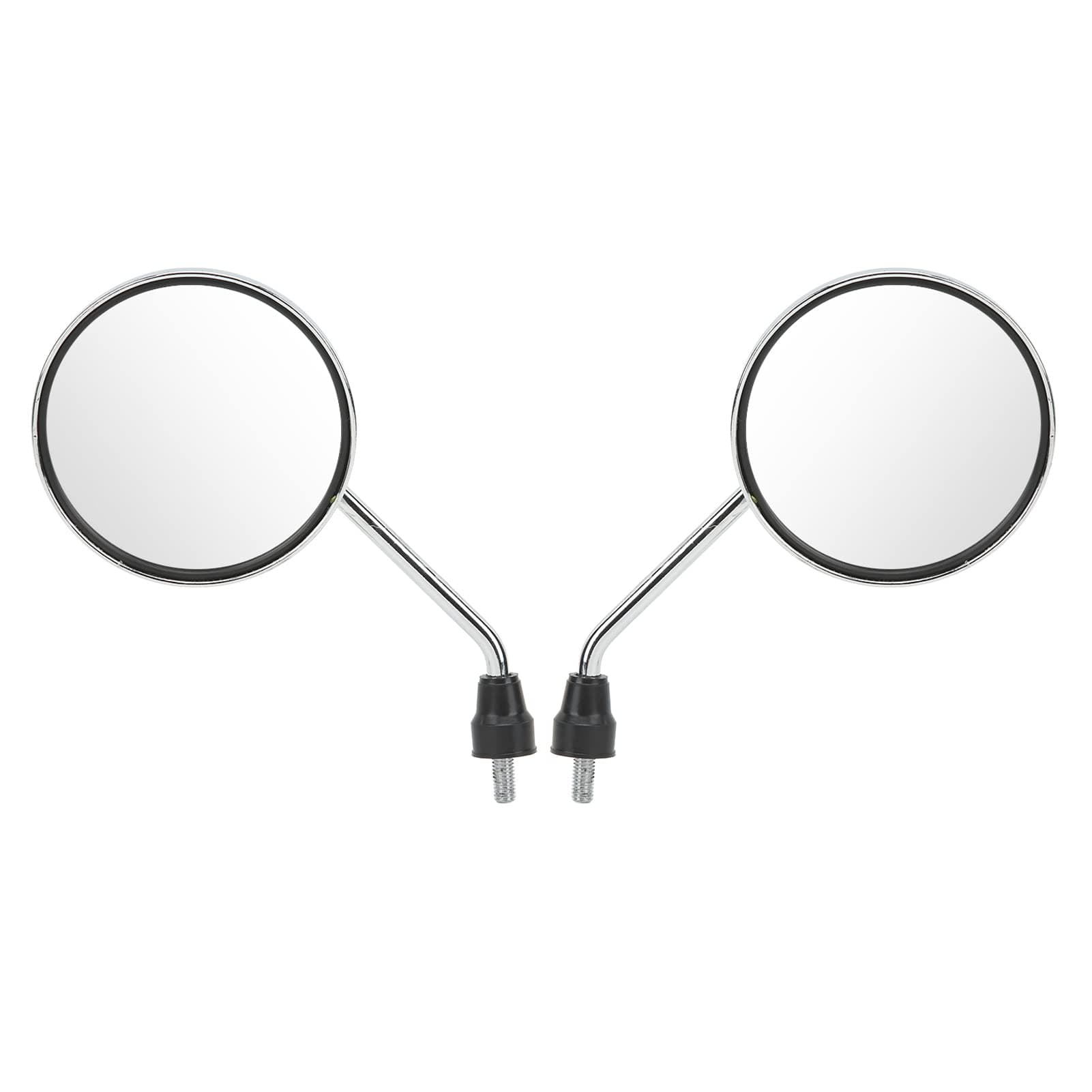 Fren Motorcycle Rear View Mirror, Metal Alloy Round 1 Pair Chrome Plated Motorcycle Wing Mirror Clear Vision 8mm Thread for ATV for Street Bikes