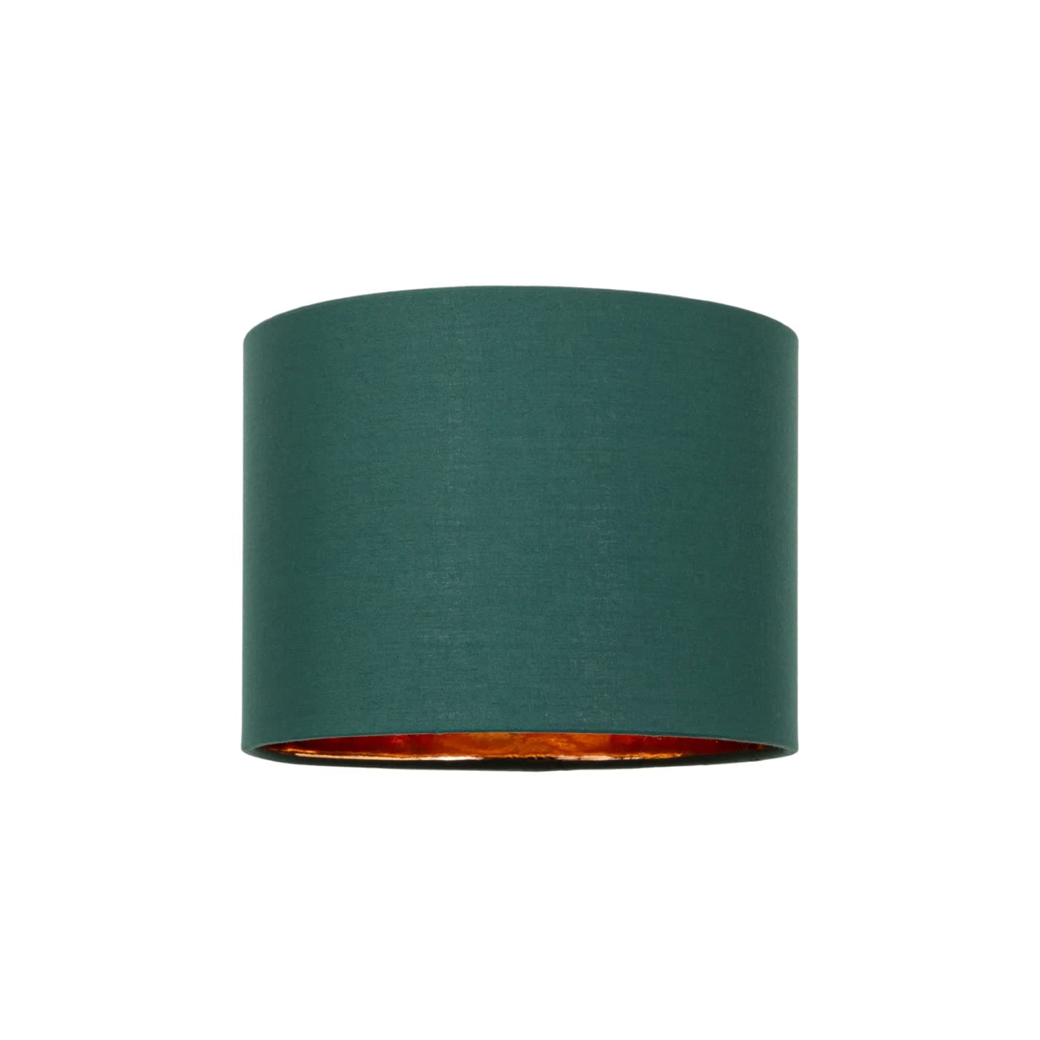 Modern and Stylish Forest Green Cotton Fabric Small 8" Drum Lamp Shade with Shiny Copper Inner - 40watt Maximum by Happy Homewares