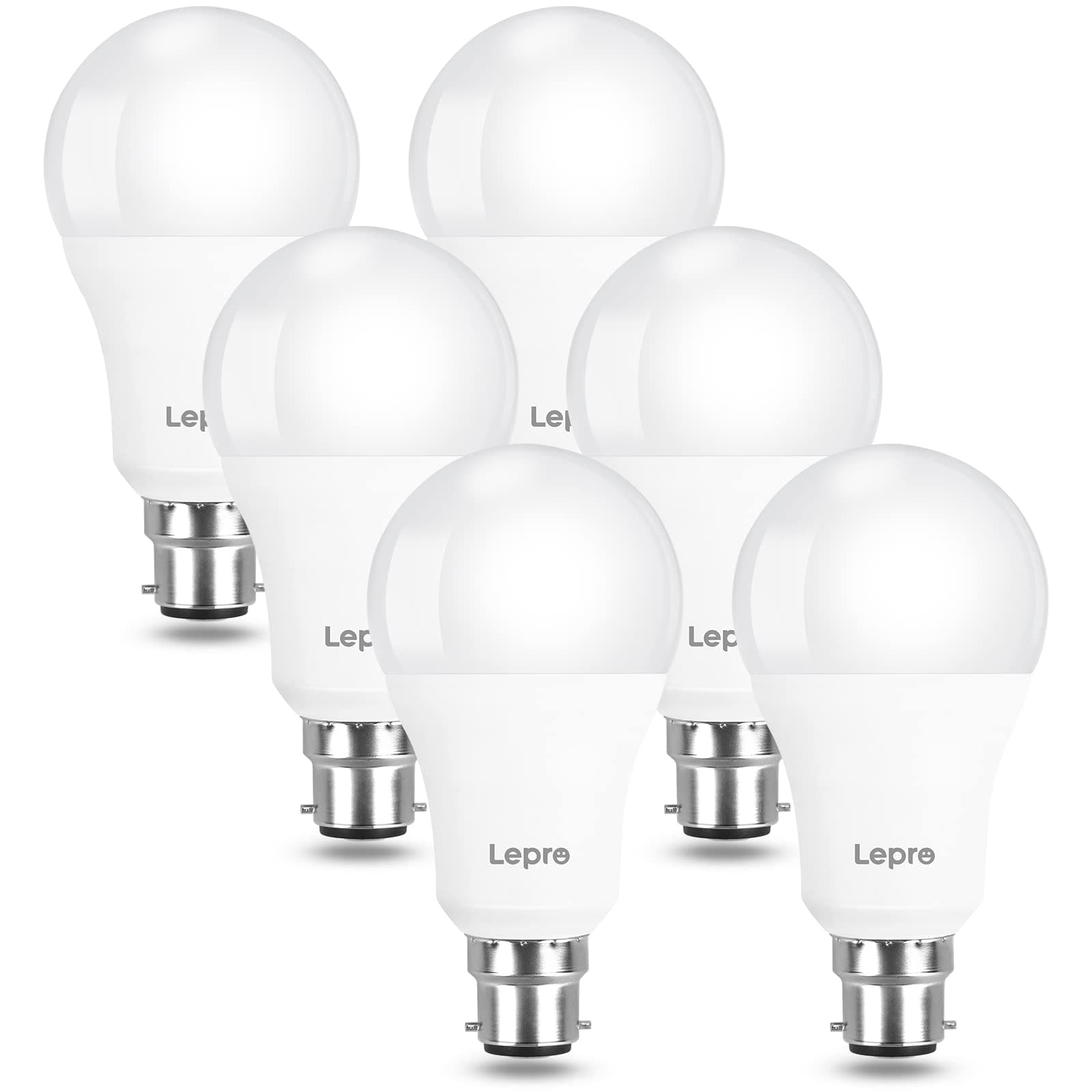 Lepro Bayonet Light Bulbs 100W Equivalent, Cool White 6500K, 13W 1520lm Super Bright Daylight B22 LED Bulbs, BC GLS Energy Saving, Non-dimmable, Pack of 6