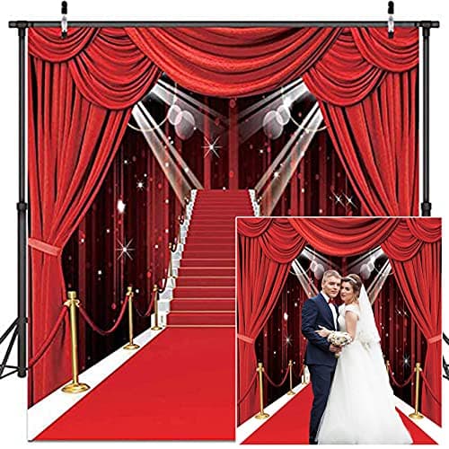 Hollywood Theme Party Decorations Photo Backdrops Red Carpet Backgrounds Vinyl Photography Background Backdrops for Wedding Birthday Party Decoration 5x7ft