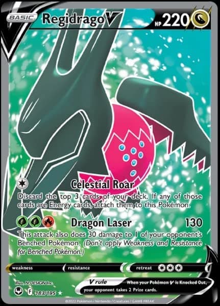 Regidrago V 183/195- Silver Tempest - Full Art - Pokemon Ultra Rare Card - Holo Foil