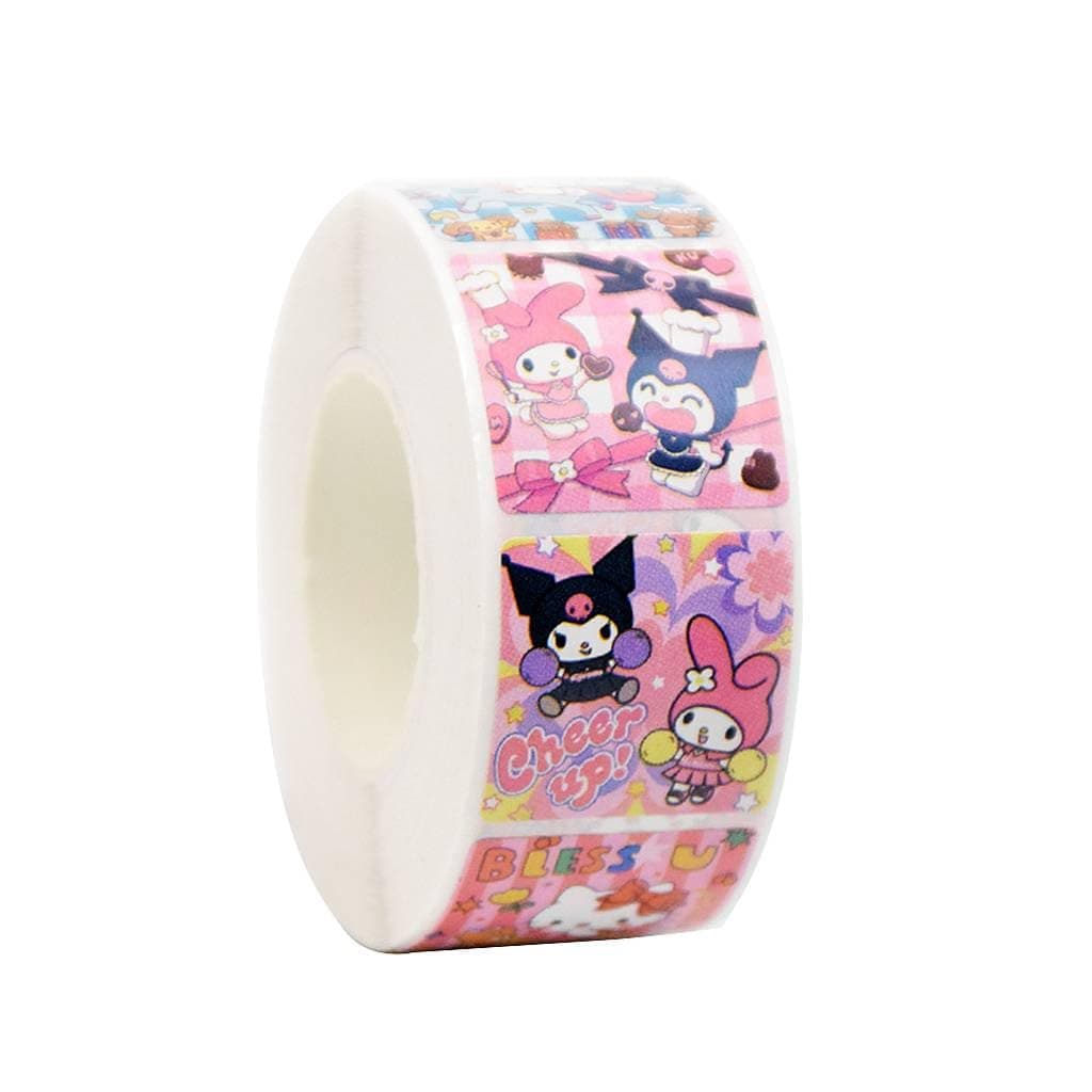 HASTHIP® 500Pcs Sanrio Stickers - 8 Designs Kuromi & Sanrio Stickers, Cute Stickers Decals Assorted Kawaii Sticker Gifts for Kids Teens Girls Adults, Ideal DIY Decor & Gift for Sanrio Fans