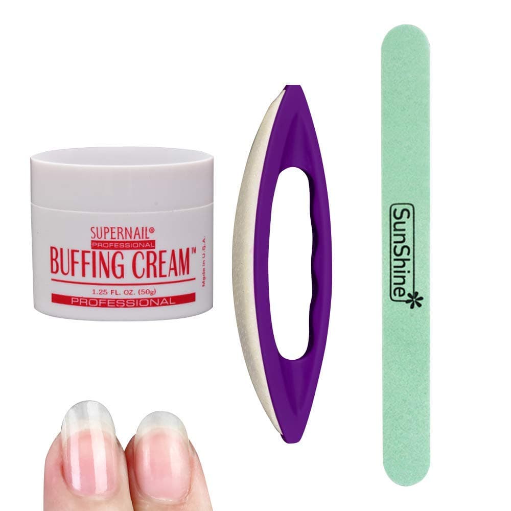 Manicure Polishing Kit, Buffing Cream + Leather Buffer + Polisher, Nail Care Tools Set for Professional Manicure Pedicure Salon