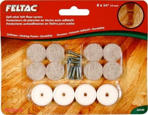 23120 Feltac - .75 in. Round and White Mounting Disc Heavy Duty Self Adhesive Felt Pads - Beige - 10 Packs