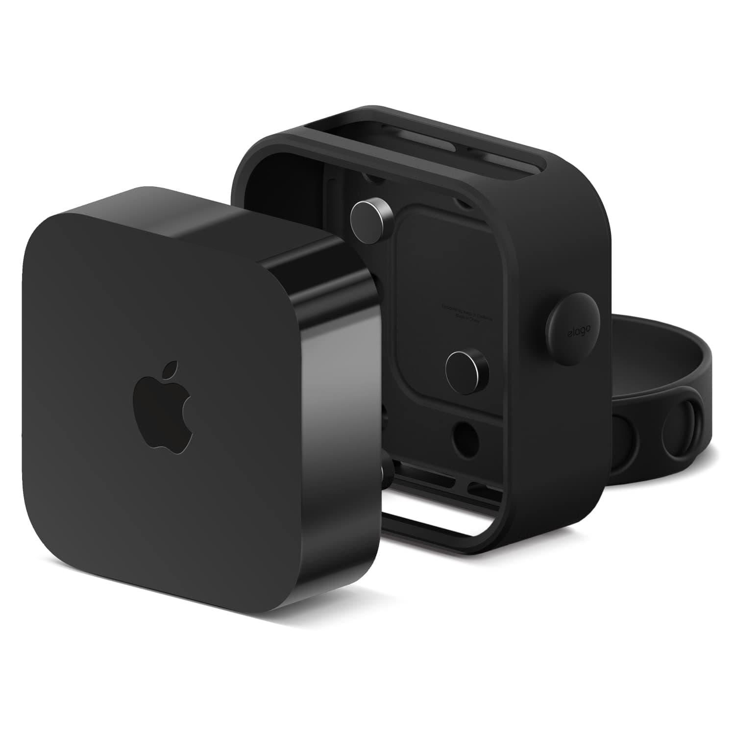 elago Multi Mount designed for Apple TV 4k (3rd Generation) 2022 case cover [3 Mount Options - Magnet, Hang, Screw] Prevents Overheating - Black