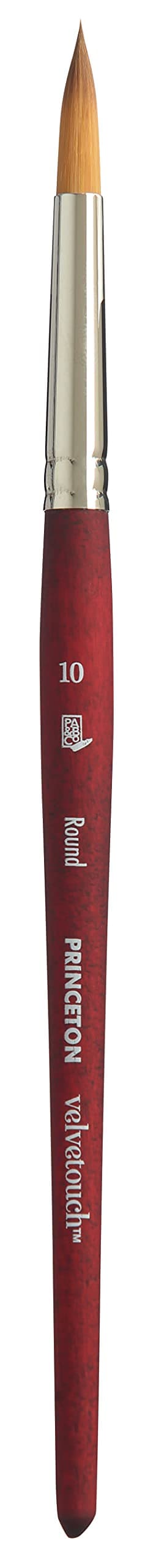 Princeton Velvetouch Round Brush, Synthetic, Short Handle, Size 10, 1 Count