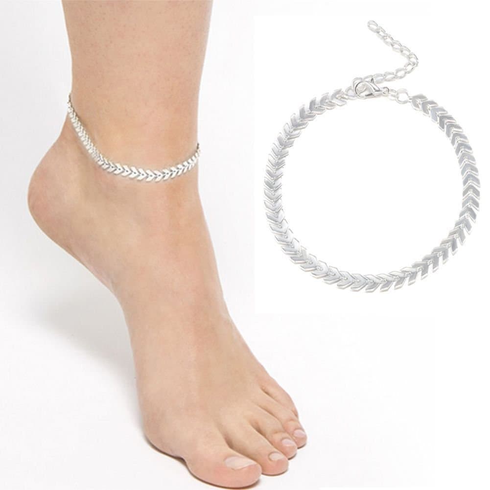 Fashion Ankle Bracelet Women 925 Sterling Silver Anklet Foot Jewelry Chain Beach