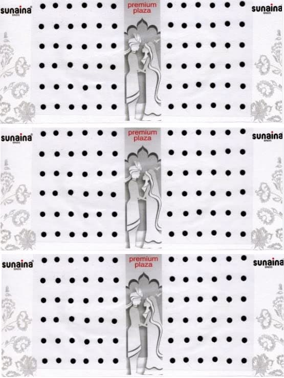 Sunaina Premium Plaza Small Black Bindis for Women Size-4 (SPPSB104)