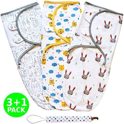 Baby Swaddle Blanket, Swaddle Wrap for Newborn and Infant, Adjustable Swaddle Set for Baby Boy and Girl, 3 Pack Soft Organic Cotton, Large (0-3 Months)…