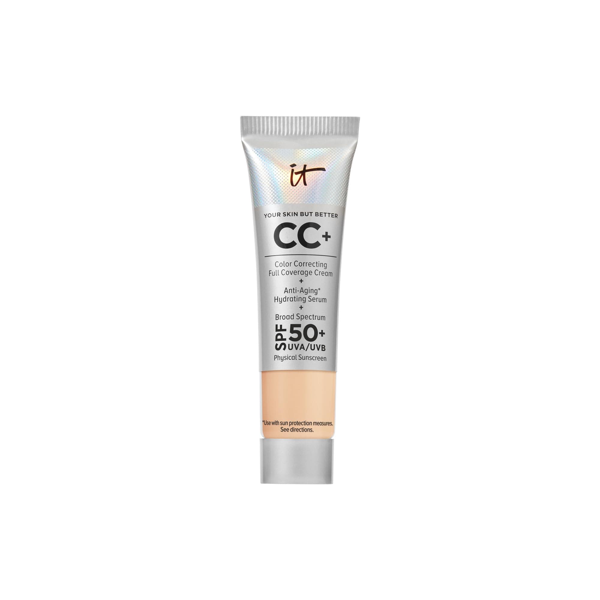 Your Skin But Better CC+ Cream Travel Size, Light Medium - Color Correcting Cream, Full-Coverage Foundation, Hydrating Serum & SPF 50+ Sunscreen - Natural Finish - 0.406 fl oz