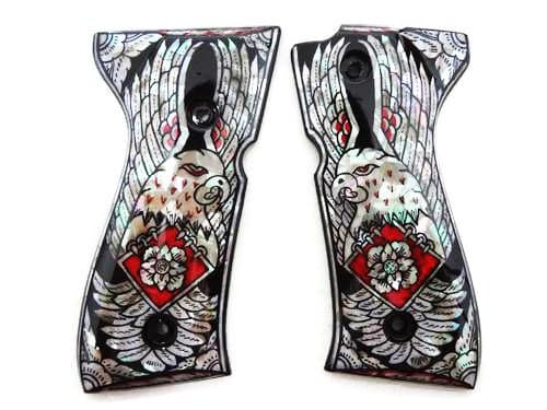 Mother of Pearl Inlay Beretta 92fs Grips Black Eagle