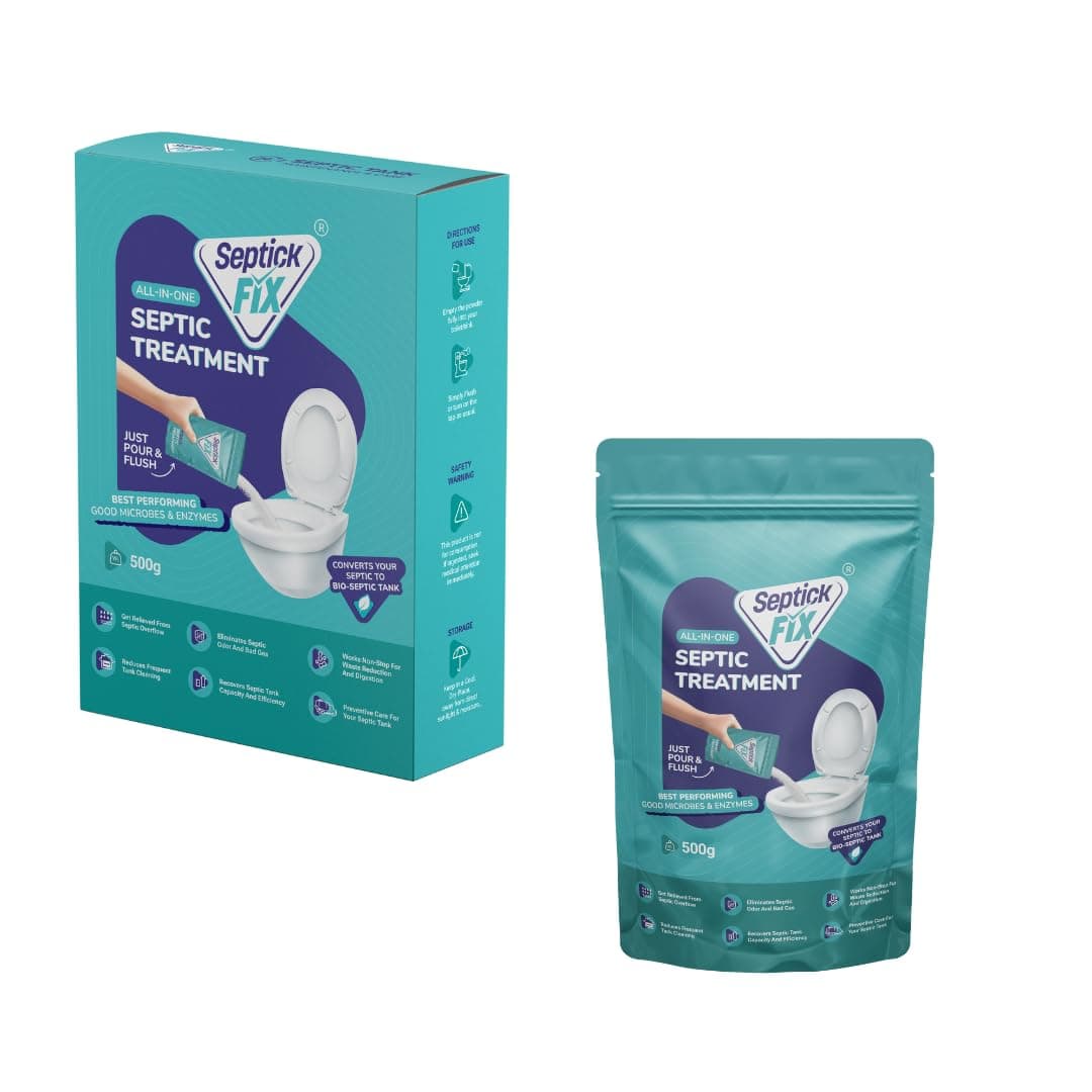 Septic Tank Cleaner Powder I 3 Months Pack for maintenance | Prevents Overflow & Backflow, Removes Odour, Reduces Sludge, Septic Tank Cleaning Powder, Bio Septic Tank Bacteria | 500gms