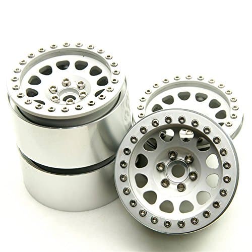 RCLIONS Aluminum Metal 2.2inch RC Beadlock Wheels Rims 35mm for 1:10th Rock Crawler Car Wraith -Pack of 4