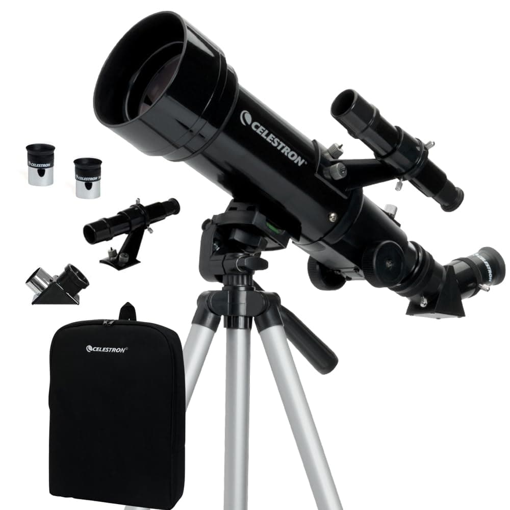 Celestron Travel Scope 70 Portable Refractor Telescope – 70mm Aperture, Fully-Coated Glass Optics – Includes Tripod, Backpack & Software – Ideal for Beginners & Travel
