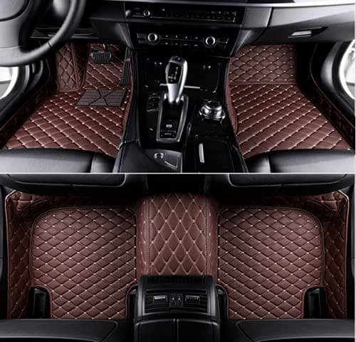 Custom Making Car Floor Mats for 95% Sedan SUV Sports Car Full Coverage Cute Men Women Pads Protection Non-Slip Leather Floor Liners (Brown)