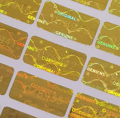 580 Pcs 0.787x0.39 inch High Security Tamper Evident Seal Warranty Void Original Genuine Authentic Hologram Labels/Stickers w/Unique Sequential Serial Numbering Tamper Proof Stickers(Gold)