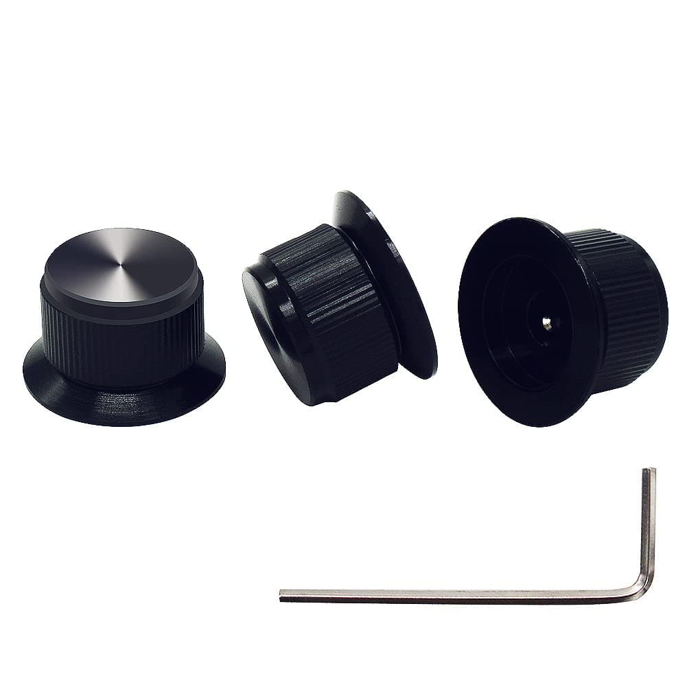 mxuteuk3pcs Black Guitar Knobs Potentiometer Control Knob Aluminum Alloy Volume Audio Electric Guitar Bass Knob Screw Type 24 x 14.5mm (dh) KNOB-07-BK