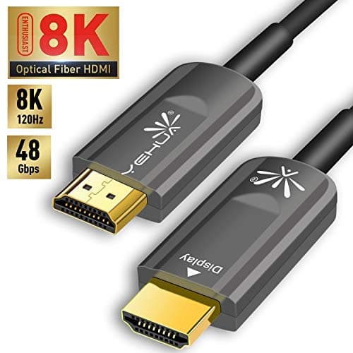 YEHUA Fibre Optic Cable 10m 4K HDMI Cable HDMI 2.0 24Gbps Ultra High Speed 4K Ultra HD HDMI to HDMI with Ethernet Support Full HD 4K @ 60Hz 2160P, UHD, 3D,ARC, HDTV, PS4, Xbox, Projector, Soundbar