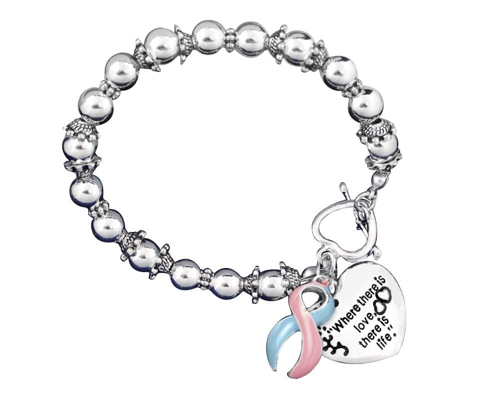 Fundraising For A Cause Where There is Love Pink & Blue Ribbon Bracelet in a Bag