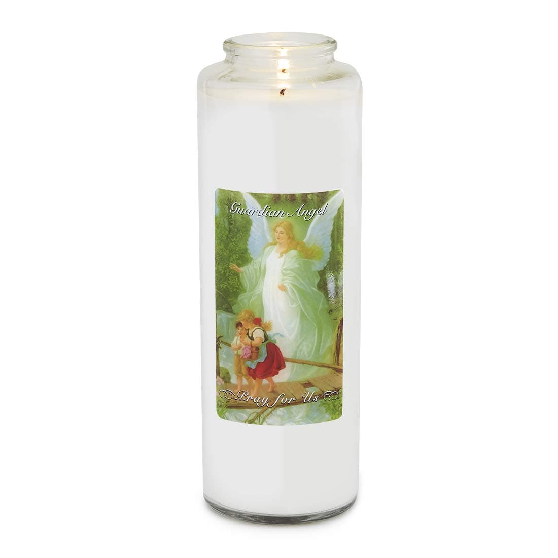 Root Candles 7-Day Clear Glass Devotional Prayer Candle, Guardian Angel