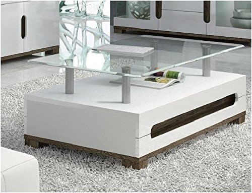furniturefactor Lorenz High Gloss White Coffee Table With Top Glass (P9RXLS90)