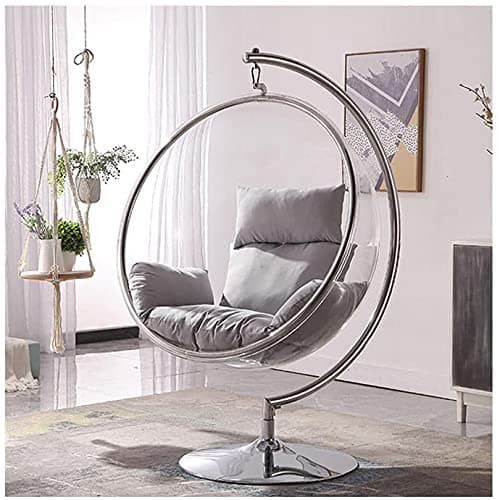 Home Luxe Retro Hanging Bubble Chair with Grey Cushions