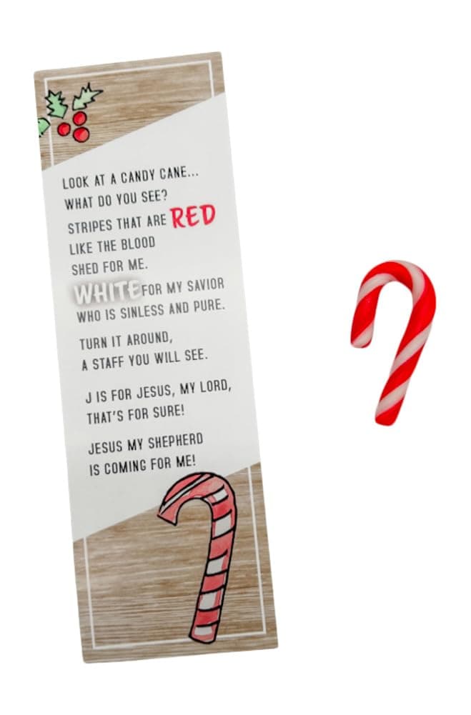 Candy Cane Story Bookmark Set- Includes 2 Inch Candy Canes and Bookmarks for Children’s Ministry (100)